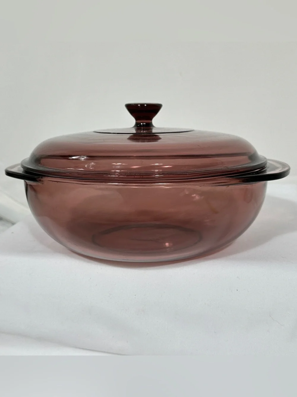 Pyrex 2 Qt Casserole Dish 024 w Lid Cranberry Purple Vintage Glass Made In USA